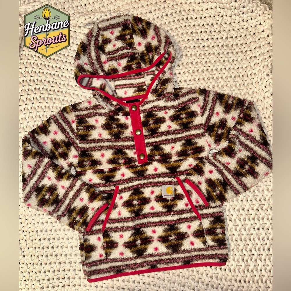Carhartt Kids' Fleece Hoodie - Brown, Pink, and Cream